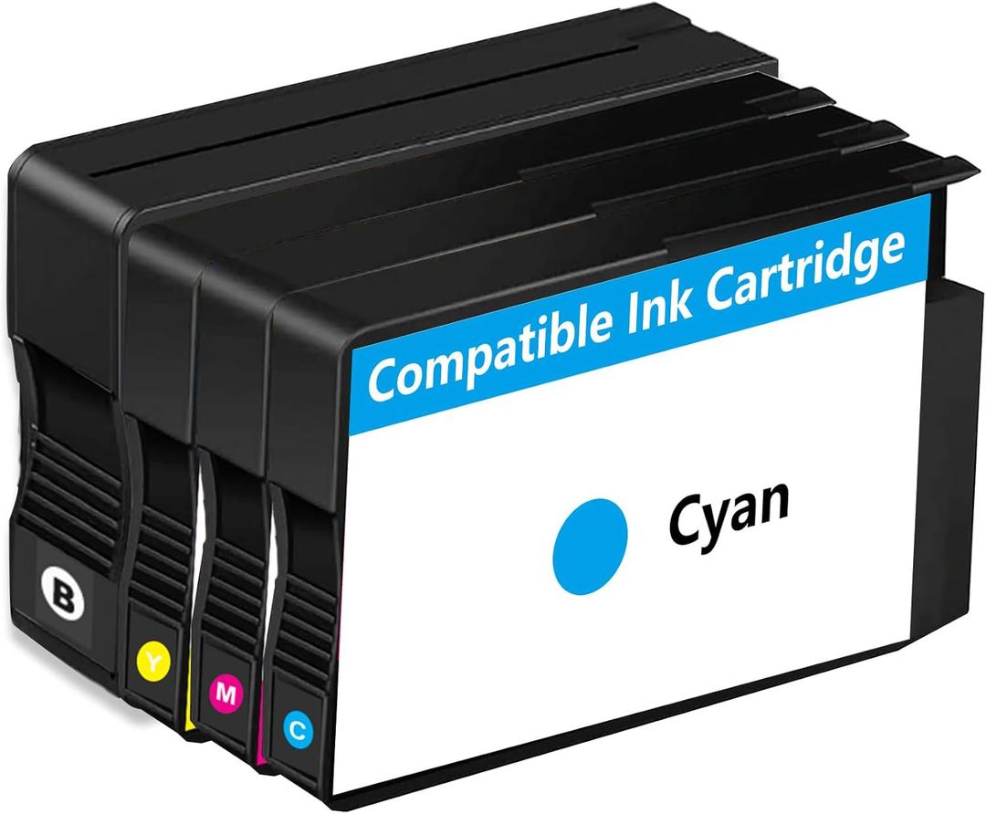Ink Cartridge Combo Replacement for (4-Pack, Black, Cyan, Magenta, Yellow)