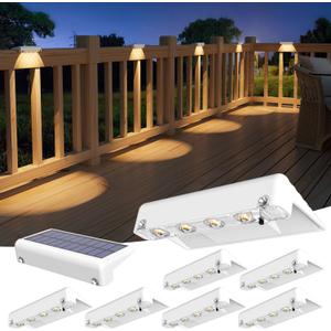 VOLISUN Solar Deck Lights 8 Pack, Warm White Glow LED Large Size Lamp, IP65 Waterproof Step Lights Outdoor for Deck, Step, Fence, Railing, Wall and Stairs