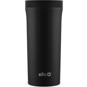 Ello Arabica 14oz Vacuum Insulated Stainless Steel Powder Coat Travel Mug with Leak-Proof Slider Lid, Keeps Hot for 5 Hours, Perfect for Coffee or Tea, BPA-Free Tumbler, Black