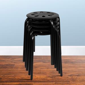 Flash Furniture Bailey Plastic Nesting Stack Stools, 17.5"Height, Black (5 Pack) (Set of 5)
