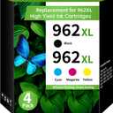 Caelum 962XL Pack (4-Pack, BK, CMY) Replacement for HP 962XL Ink Cartridges Combo Pack HP Ink 962XL Black and 962 Color Combo Pack for HP officejet pro 9020 9015 9010 9018 9025 9012 Printer