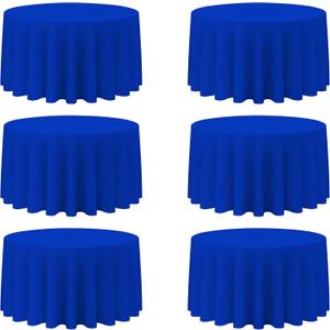 BRILLMAX 6 Pack Royal Blue Round Tablecloths 120 Inch - Circle Bulk Linen Polyester Fabric Washable Table Cloth Cover for Wedding Reception Banquet Birthday Party Buffet Restaurant