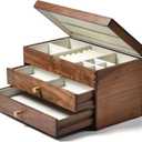 Beexchange Black Walnut Wooden Jewelry Box - Allwood, Handcrafted, Classic Jewelry Box. Jewelry boxes & organizers for Women, Men, and Girls.(Triple-Layer)