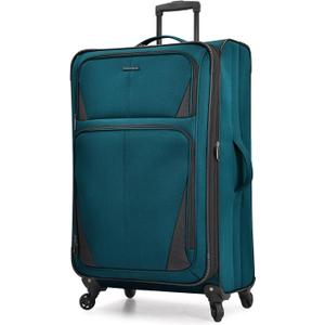 U.S. Traveler Aviron Bay Expandable Softside Luggage with Spinner Wheels, Teal, Large 31-Inch