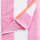 Large Oversized Beach Towel - 35 x 70 Inch Striped Pool Towel, Cotton Cabana Swim Towel (Rose Pink)