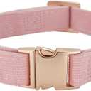 Soft Dog Collar with Metal Buckle Adjustable Durable Comfort Cotton Corduroy Collars for Large Medium Small Dogs Velvet Dog Collars, Light Pink (Medium (Pack of 1))