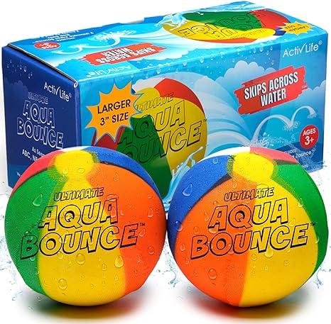 Activ Life The Ultimate Larger 3” Size Skip Balls - Water Bouncing Ball, Beach Toys for Friends & Family, Pool Toys and Beach Must Have, Two Pack