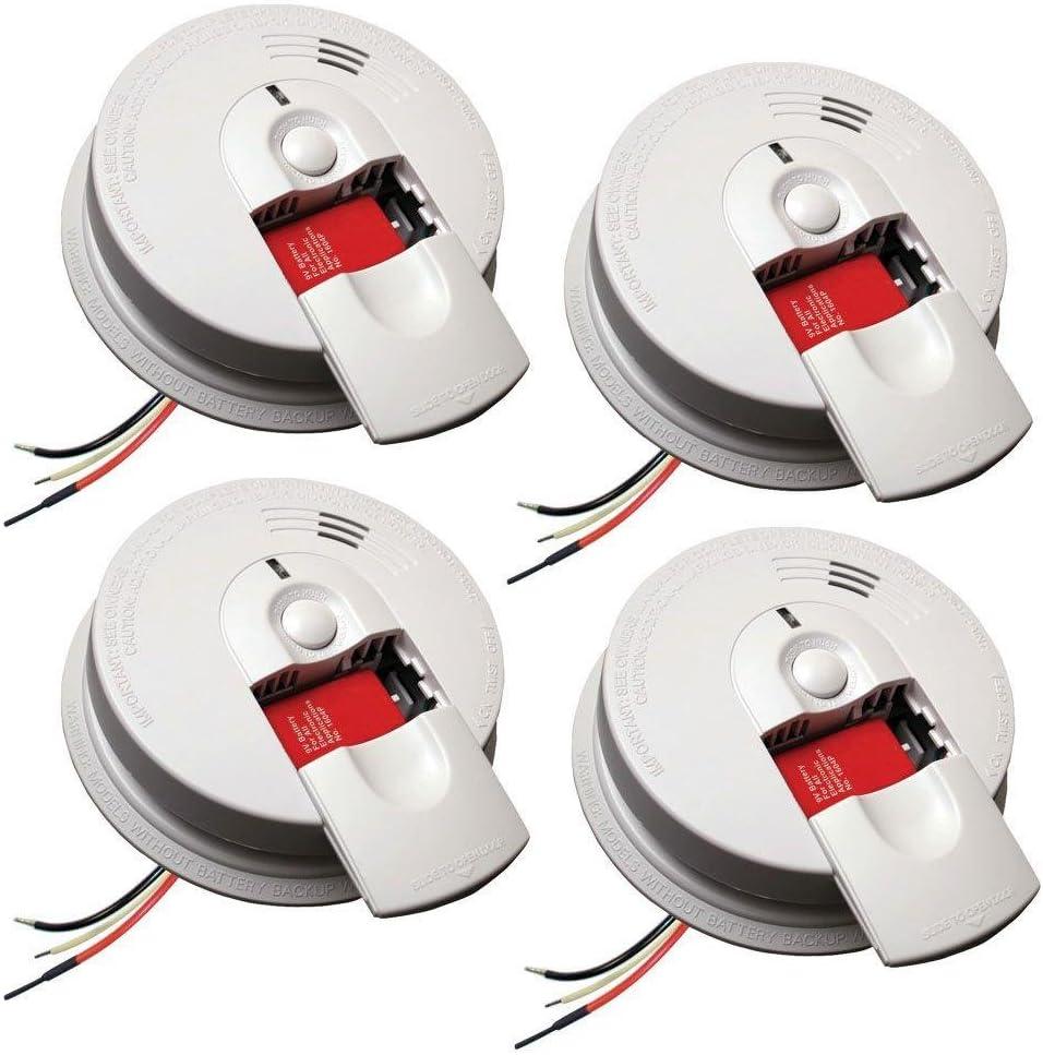 Kidde 21007588 Hardwired Interconnectable 120-Volt Smoke Alarm with Battery Backup, 4-Pack