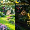 Solar Watering Can with Cascading Lights Outdoor Garden Decor, Hummingbird Shaped Hook Gardening Gifts for Mom Women Grandma Birthday, Solar Lights for Garden Decorations Patio Yard Lawn Backyard