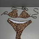 SUUKSESS Women Sexy Thong String 2 Piece Bikini Set Cheeky Halter Swimsuit  (71 Leopard, Size XL)