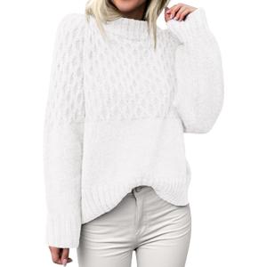 PRETTYGARDEN Oversized Sweaters for Women 2025 Fall Cute Cable Knit Long Sleeve Crewneck Chunky Pullover Tops Winter Clothing (M)
