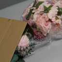 XunYee 50 Pcs Fake Artificial Flowers with Stem Eucalyptus Leaves Silk Fake Flowers for Vase Artificial Bouquet Table Centerpiece for DIY Wedding Party Wreath Home Decor(Pink)