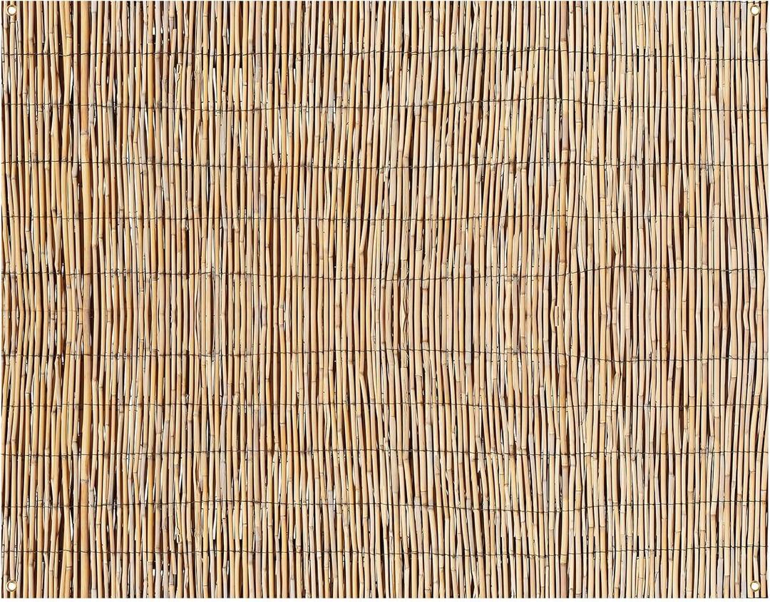 Hawaiian Beach Reed Backdrop Aloha Luau Party Tiki Bar Decorations Polyester Fabric Photography Backdrop for Photoshoot (8 x 6ft)