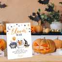 2 x Bloom Bar Sign A Little Boo Is Almost Due Halloween Baby Shower Decorations, 5.6x 7.8" Halloween Cauldron Ghost Moon Wooden Table Sign for Flower Bar Birthday Baby Shower Activities