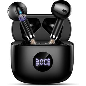 Wireless Earbuds, 2025 Bluetooth Headphones 5.4 HiFi Stereo, in-Ear Ear buds with 4 ENC Noise Cancelling Mics, 40H Playtime Sport Ear Buds with Charging Case, IP7 Waterproof Earphones with LED Display (Dark Black)