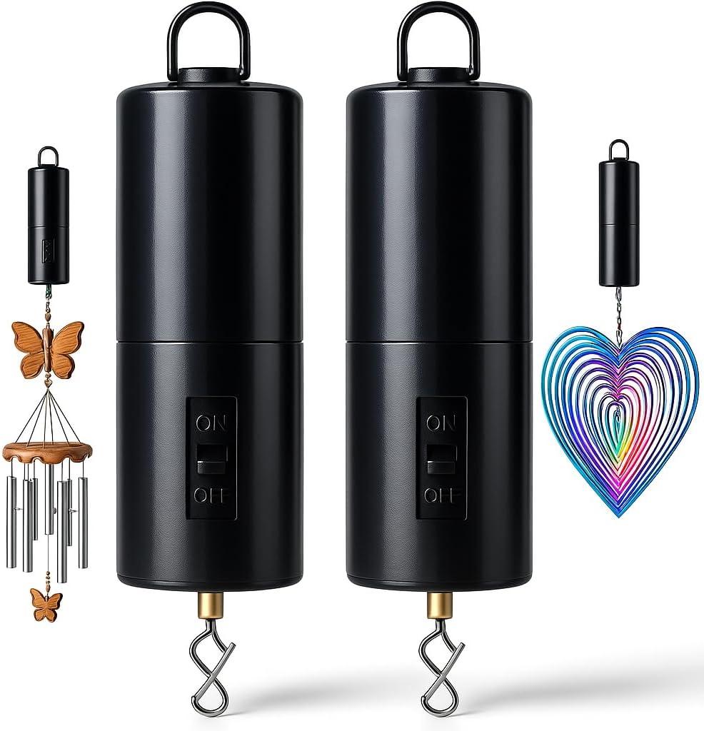 2 Pack Wind Spinner Motor Hanging Display Motor Battery Operated 24 RPM Rotating Motor Multi-Purposes for Wind Spinner Mobile Yard Decor Hanging Ornament Outdoor Sculptures-Medium Speed (2 Pcs Black)