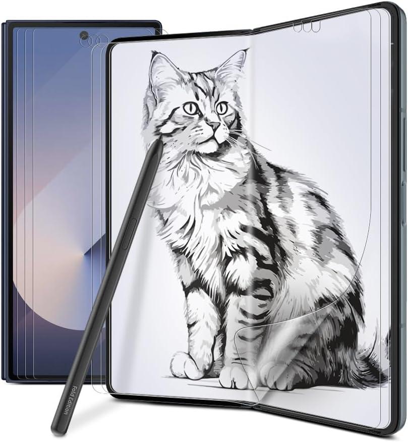 3+3 Paperfeel Anti-Glare Matte Screen Protector for Samsung Galaxy Z Fold 6, 3 Pack Inside Paperfeel Film + 3 Pack Front Anti-Glare Matte Film, Anti-Fingerprint, Self-Healing, Highly Responsive Touch, Easy Installation with Alignment Jig