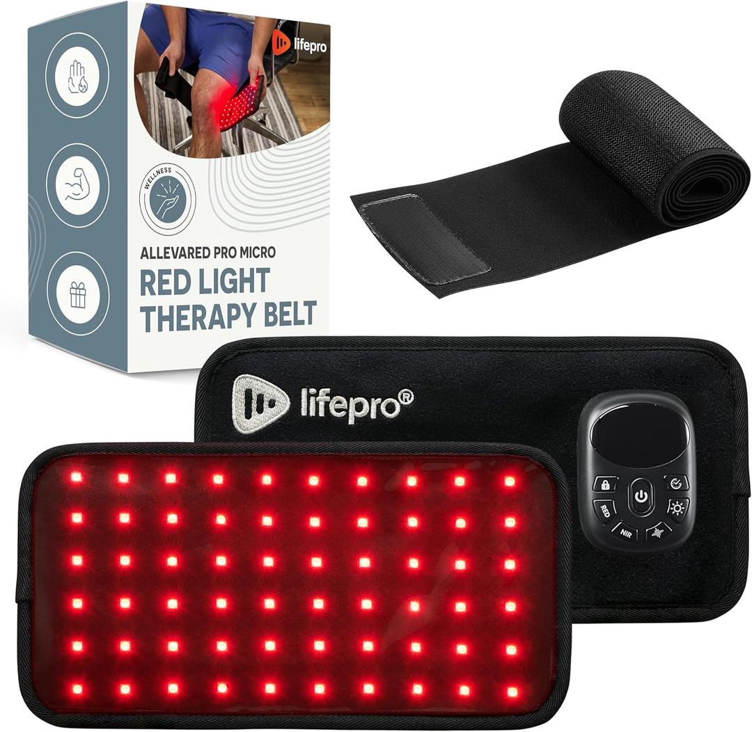 Lifepro Red Light Therapy Belt  Infrared Red Light Therapy for Body, Back and Shoulder with Triple Chip LEDs, Allevared Belt with 660nm & 850nm Wavelengths  for Daily Comfort & Wellness Support (Micro Rechargeable)