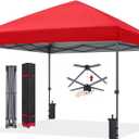 ABCCANOPY Outdoor Easy Pop up Canopy Tent 10x10 with 4 Sandbags, Red