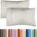 Queen Pillow Cases Set of 2 - Ultra Soft Hotel Quality Pillowcase Covers - Comfy, Cozy & Wrinkle Free - Shrinkage & Fade Resistant - Machine Washable Pillow Protectors - 2 Piece Set - Beige Stripes 2