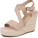 Women's Wedge Sandals, Espadrille Platform Summer Sandals, Wedge Ankle Strap Open Toe Sandals (7, Apricot)
