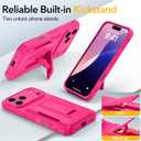 Oterkin for iPhone 17 Pro Wallet Case [4-5 Card Holder] [Kickstand] [RFID Blocking] [Full Camera Protection] [Military Grade Protection] Shockproof Rugged Phone Case for iPhone 17 Pro, Hot Pink
