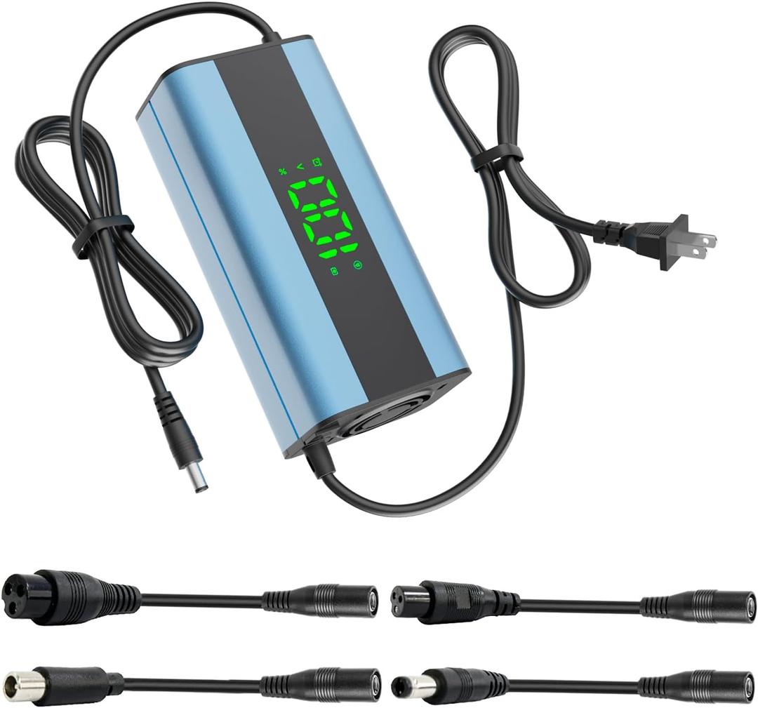 29.4V 2A Electric Scooter Charger 5 in 1 Plugs Universal,for 24V-Rated Electric Scooter Ebike Lithium Battery, Fast Charging, Overcharge Protection, Compatible with Multiple Models
