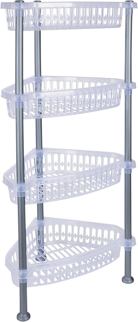 Kitchen Details Basket Shelf | 4 Tier | Corner Basket | Great For Kitchen | Bathroom | Pantry | Bedroom | Closet | Home Organization | Clear 14.76"x 11"x 31.5"
