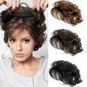 Women Short Human Hair Topper Curly Closure Wiglet Hairpiece Clip in Top Hairpiece Natural Weaving bReplacement Hair Topper for Thinning Hair 13x14cm(Dark Brown 6")