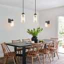 Modern Black Farmhouse Pendant Light with Glass Shade,Industrial Pendant Lighting, Adjustable Hanging Light Fixtures, Farmhouse Pendant Lighting, Pcak of 2