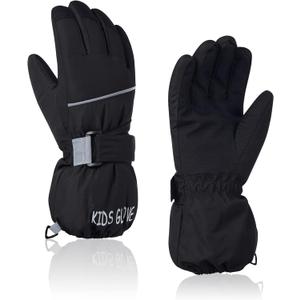 American Trends Kids Waterproof Winter Gloves Warm Snow Gloves Boys Girls Ski Gloves Toddler Mittens Windproof (S (3-6 years old), Black)
