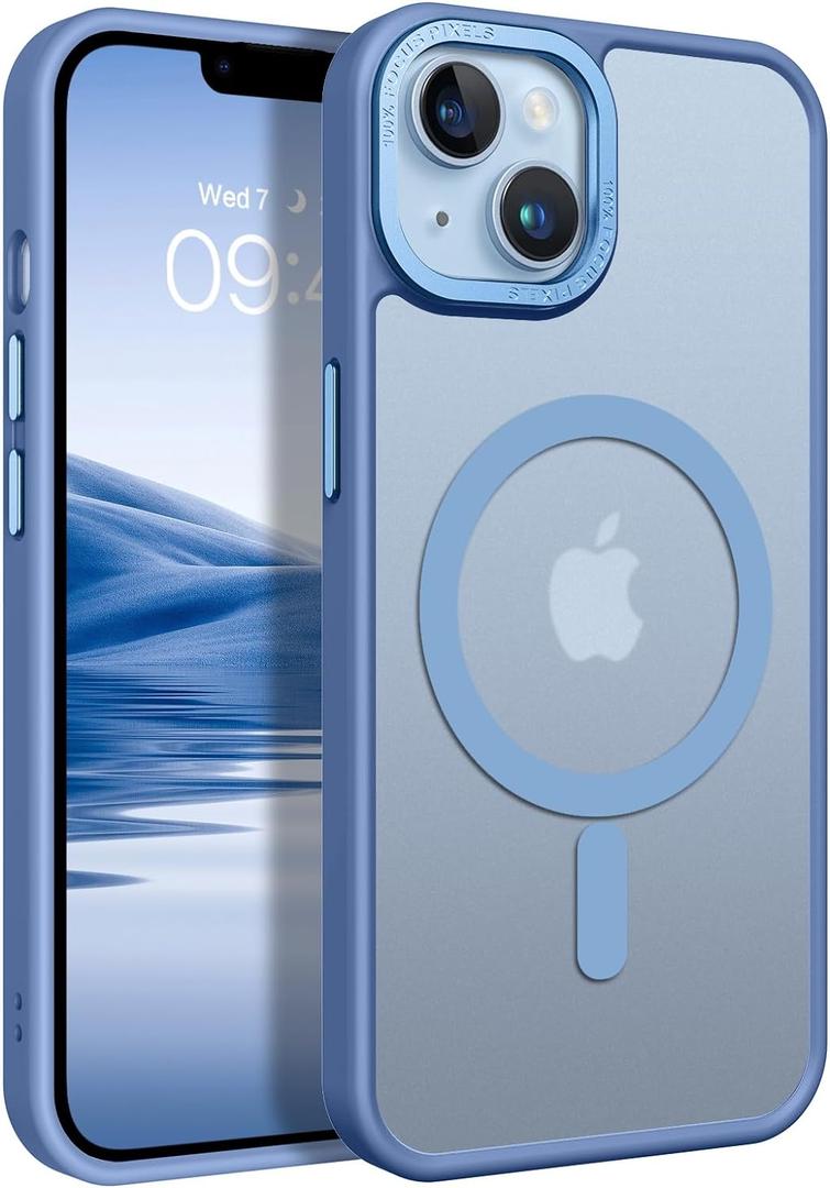 BENTOBEN Magnetic for iPhone 13 Case & iPhone 14 Case [Compatible with Magsafe] Translucent Matte Phone Case iPhone 13/14 Slim Shockproof Women Men Protective Cover for iPhone 13/14 6.1", Blue
