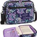 Bible Cover for Women, Large Vegan Leather Bible Case with Shoulder Strap, Mothers Day Christian Gifts for Mom & Wife, Planner Case (Purple)
