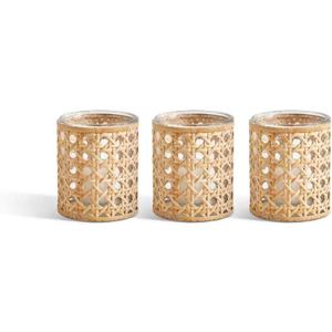 Two's Company Lumingnon Set of 3 Cane Webbing Candleholders/Vases