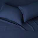 Amazon Basics Lightweight Super Soft Easy Care Breathable Microfiber 4 Piece Bed Sheets Set with 14-Inch Deep Pockets, Full, Navy Blue, Solid