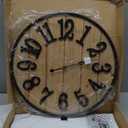 Large Wall Clock 20IN, Silent Metal Wood Style Wall Clocks Battery Operated for Living Room Decor, Farmhouse Big wall Clock, Outdoor