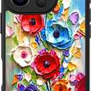 FUNMIKO Case for iPhone 16 Pro - Wireless Charging & Military-Grade Protection - Wildflower Design for Women Girls, Non-Slip Matte Cover Shock-Absorbing Corners - Abstract Flowers