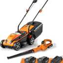 LawnMaster 24VMWBL 24V Max 13-inch Cordless Lawn Mower and Cordless Leaf Blower Combo with 2x4.0Ah Batteries and Charger