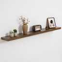 Axeman 48 inch Solid Black Walnut Floating Shelves for Wall, 6.7" Deep Real Wood Shelves for Home Decor, Wall Mounted Heavy Duty Bracket Shelf, Natural Wooden Shelves, Set of 1