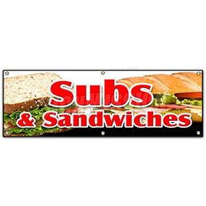 72" SUBS & Sandwiches Banner Sign Hero hoagie Huge Homemade Grinders Drinks
