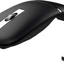 Bluetooth Wireless Arc Travel Mouse, Dual Model (2.4G+BT5.1) Rotating Foldable Mouse for Microsoft, Rechargeable Slim Portable Mice for Laptop, Notebook, PC, MacBook, Chromebook, Lenovo - Black