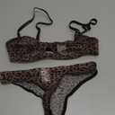 Lilosy Sexy Mesh Sheer Underwire Push Up Lingerie Set Lingerie Set (Leopard, XS)