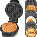 Dash MultiMaker Mini Maker System - Compact Waffle Maker for Family Breakfasts - Removable Griddle Plates & nonstick surface - 6 Plates & Storage Case - Aqua