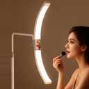 FOSOTO Lash Light for Eyelash Extensions，Moon Light Lamp for Lashes Beauty Nail Art Tattoos Half Moon Floor Lamps with Mirror & Phone Holder