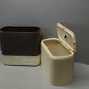 Sooyee Slim Bathroom Trash Can, 3.3 Gallon Trash Can with PressTop Lid, Adsorption Garbage Can, Slim Wastebasket for Toilet, Office, Bedroom, Beige