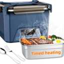 Cordless Electric Lunch Box for Adults, Heated Lunch Box 20000 mAh Battery Powered with Automatic Heating, 1.2L Portable Food Warmer, BPA Free (Blue)