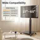 WKWKER Rolling Floor TV Stand Mobile TV Cart for 27-60 inch LED Screen Universal Televisions Stand with Mount Tempered Glass Base TV Stand for Bedroom Living Room Max VESA 400x400mm