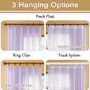 Lavender Sheer Pinch Pleat Curtains 63 Inches Long Light Filtering Short Curtain Panels Soft Touch Pleated Drapes with Adjustable Hooks for Bedroom, Pastel Lilac, 42" W x 63" L, 2 Panels