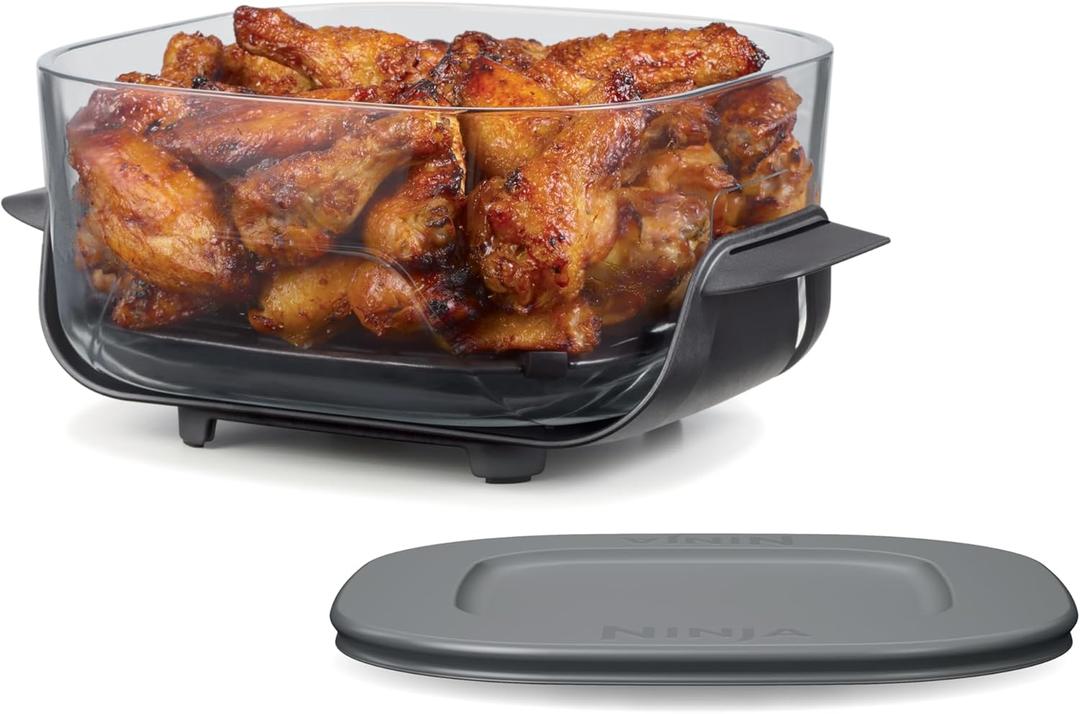 Ninja 4-QT CleanCrisp Glassware Container with Storage lid, Compatible with Ninja Crispi Portable Cooking System, Microwave, Freezer & Dishwasher Safe, PFAS & PTFE Free Glass, XSKSFN4QT