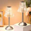 Liliful 4 Pcs Cordless Table Lamp Rechargeable Touch LED Small Gold Portable Battery Operated USB-c Desk Lamp 3 Color Dimmable for Bedroom Living Room Dining (Silver,Rose Style)